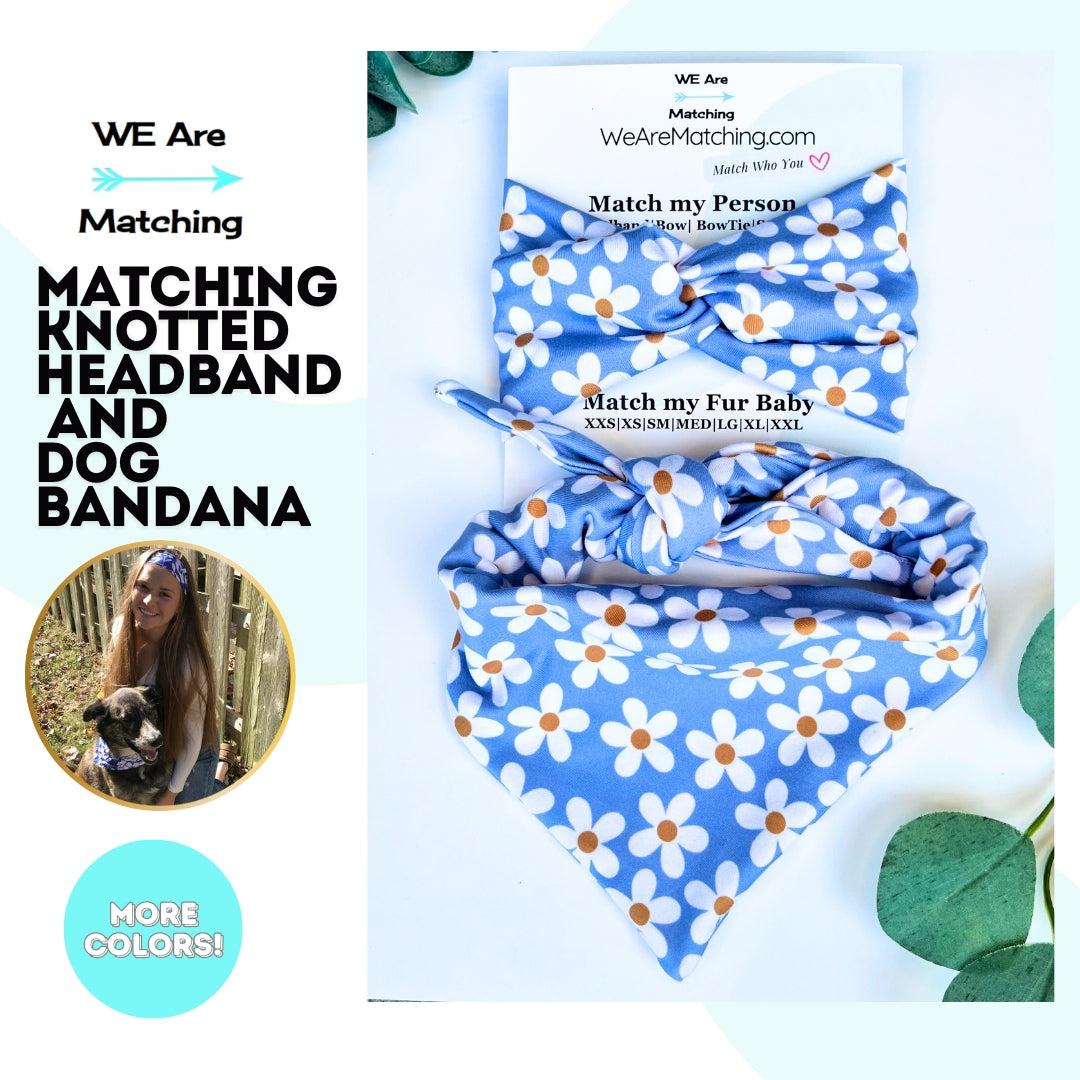 Matching dog bandana + knotted headband for dog mom| Match your dog | Handmade & Cozy