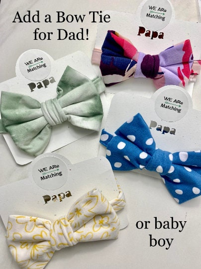 Matching Baby Bowtie, Dog Bowtie & Knotted Headband – Handmade Gift Set for Moms, Babies, & Fur Babies
