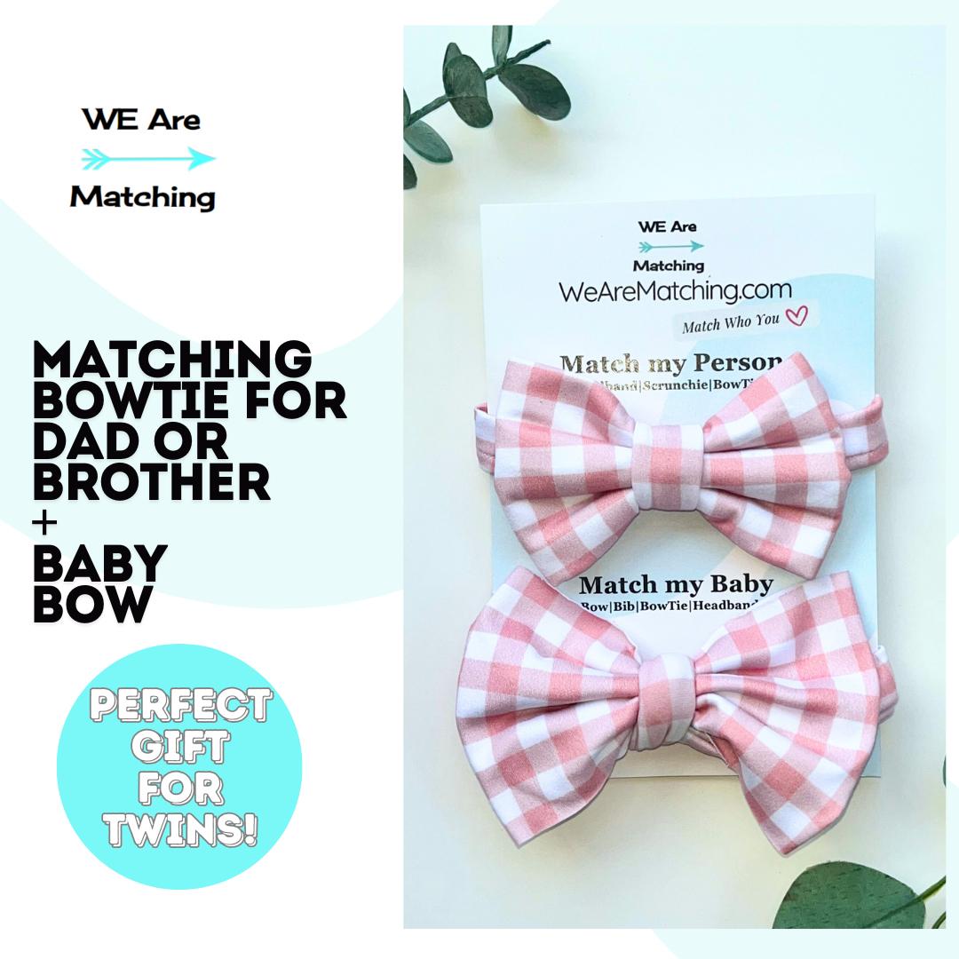 Matching Dad & Daughter Hair Bow & Bow Tie Set – Adjustable & Handmade Gift for Dad - Great Gift for Twins!